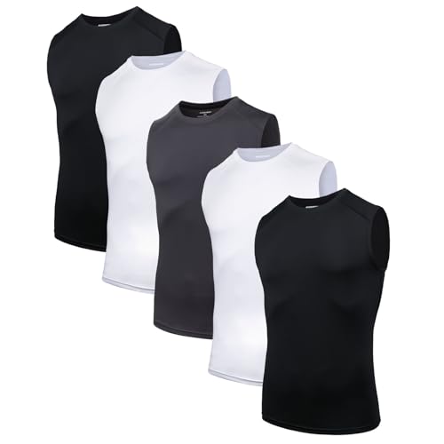 Amzsport 5er Pack Herren Tank Top Atmungsaktiv Kompressionsshirt