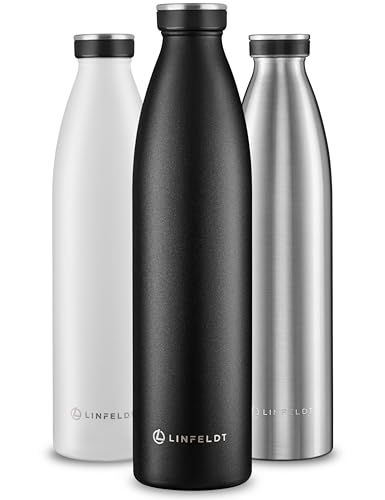 Linfeldt 1l Trinkflasche Edelstahl Isoliert 24h Auslaufsicher Sprudel