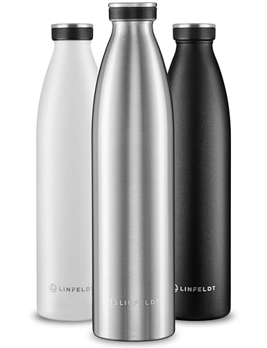 Linfeldt 1l Trinkflasche Edelstahl Isoliert 24h Auslaufsicher Sprudel