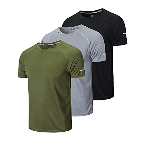 Huakang 3er Pack Sport Tshirts Herren Funktionsshirt Sportshirt