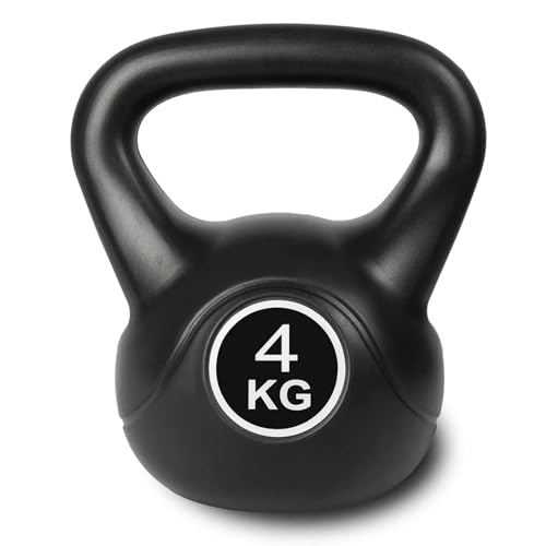 Kugelhantel 4 Kg Schwarz Kettlebell Schwunghantel Rundgewicht Fitness