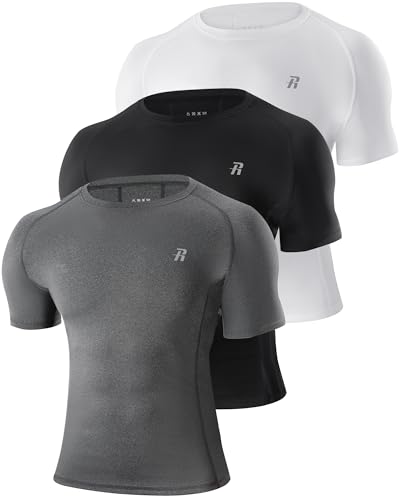 Runhit 3 Pack Kompressionsshirt Herren Kurzarm Schnelltrocknend Laufshirt
