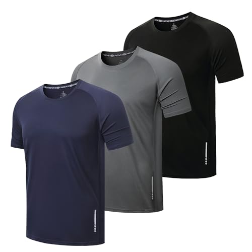Zengvee 3er Pack Sport Tshirts Herren Funktionsshirt Schnelltrocknend