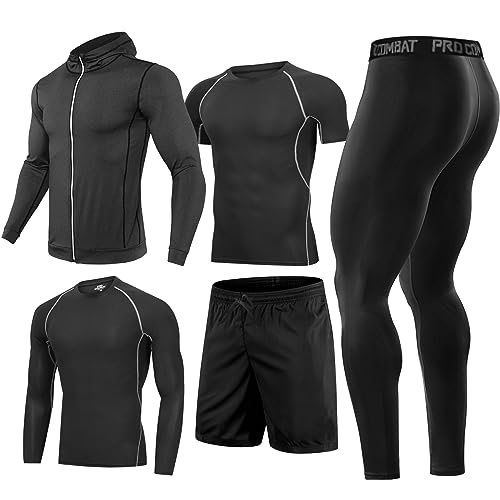 Boomcool 5pcs Trainingsanzug Herren Activewear Laufshirt Schwitzanzug Sportbekleidung