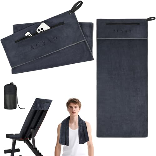 Auyao Mikrofaser Handtuch Mit Tasche Rutschfest Fitnesshandtuch Mit