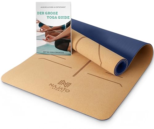 Najato Sports Yogamatte Kork Rutschfeste Yoga Matte Mit