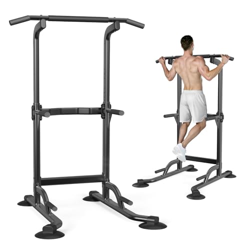 Dskeuzeew Klimmzugstange Freistehend Multifunktionaler Power Tower Dip Station