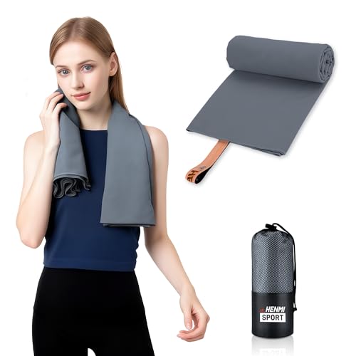 Henmi Mikrofaser Handtuch Grau 40x80 Cm Fitness Handtuch