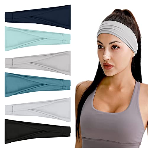 Flintronic 6 Pcs Sports Damen Stirnband Baumwollstretch Schwei