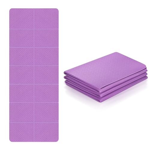 Flintronic Yogamatte Faltbar Gymnastikmatte Rutschfest Leicht Tpe Fitnessmatte