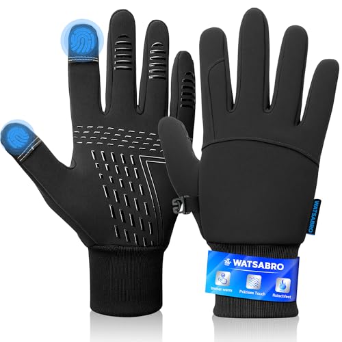 Watsabro Fahrradhandschuhe Winter Laufhandschuhe Touchscreen Mit Anti Verlust