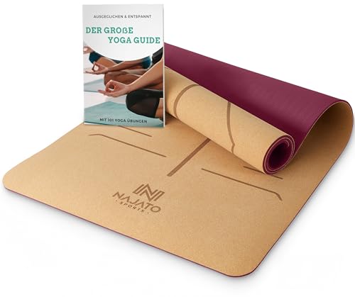 Najato Sports Yogamatte Kork Rutschfeste Yoga Matte Mit