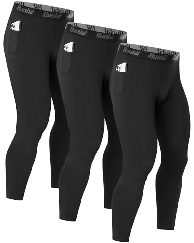 Runhit Kompressionshose Herren Lang 3er Pack Sportleggings Mit