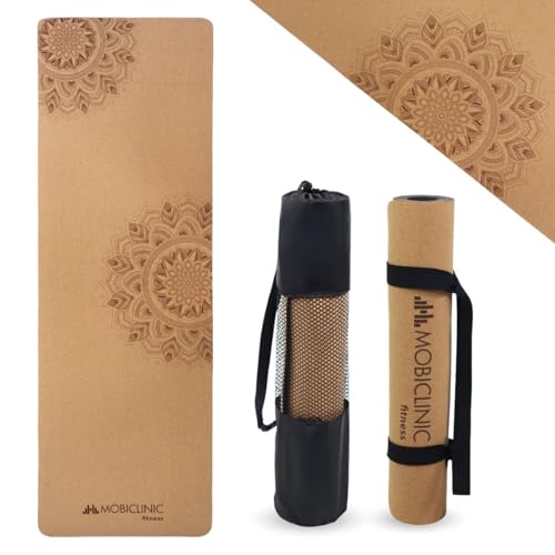 Mobiclinic Yogamatte Naturkork Rutschfest Tragetasche Antimikrobiell 4mm Dick