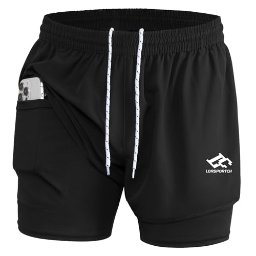 Lorsportch Herren Laufshorts 2 In 1 Shorts Gym