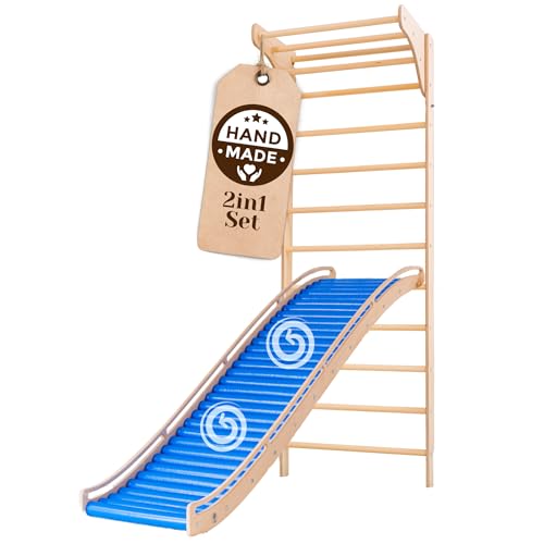 Woodscraft 2in1 Wellenrutsche Sprossenwand F R Kinderzimmer Rutsche