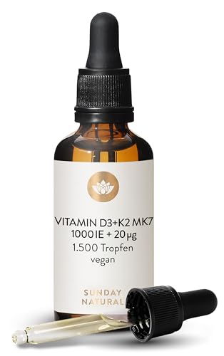 Sunday Natural Vitamin D3 K2 Tropfen Hochdosiert Vegan
