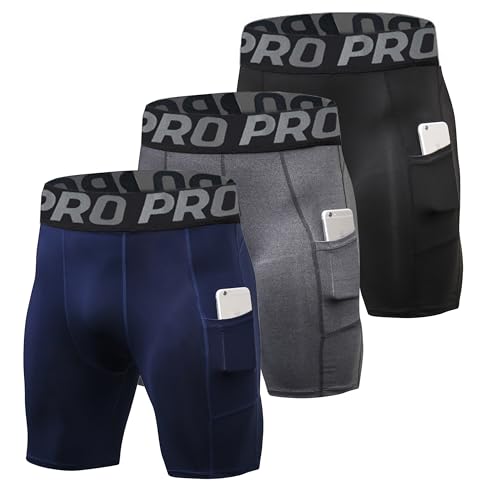 Yushow 3er Pack Kompressionsshorts Herren Kompressionshose Sporthose Kurz