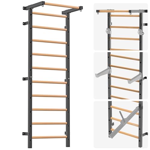 Lifeswell Sprossenwand Klimmzugstange Kletterger St Indoor Holzstandstange Kletterwand