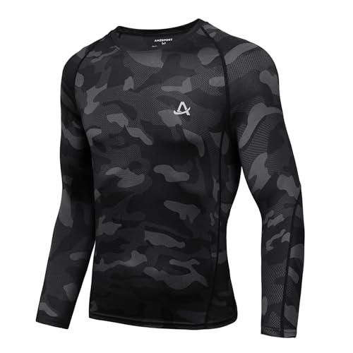 Amzsport Herren Langarm Kompressionsshirt Atmungsaktives Funktionsshirt F R