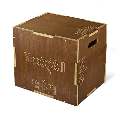 Yes4all S6kr Wooden Plyo Box Vintage Espresso 20