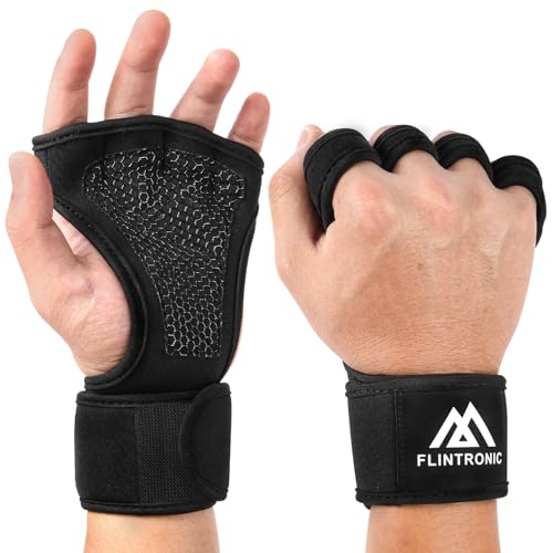 Flintronic Offene Trainingshandschuhe Fitness Handschuhe Herren Damen Mit