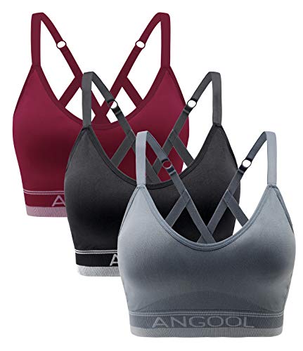 Angool Sport Bh Damen Einstellbarer Schultergurt Sport Bustier