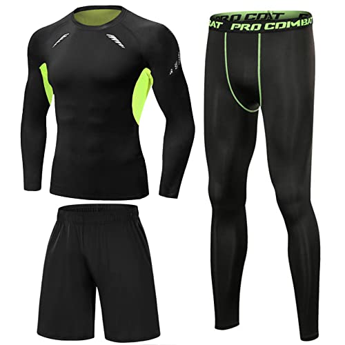 YiLianDa Herren Kompressionsanzug - Sport Set Shirt & Leggings