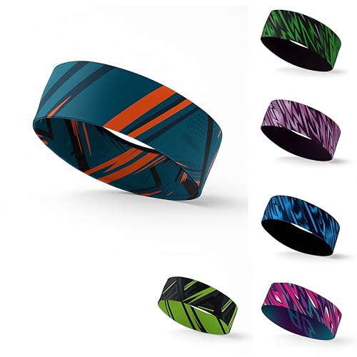 Sport Stirnband Nachhaltig Nahtlos Elastisch Blau Orange