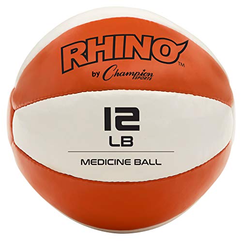 Champion Sports Medizinball Aus Leder Orange Wei 5