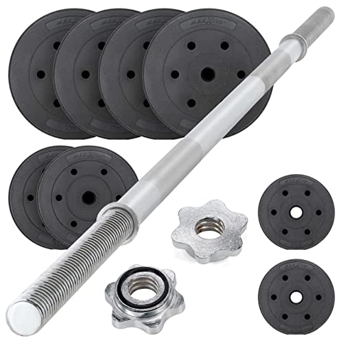 Maxxiva Langhantel Set Kurzhantel Set Zement 8 Gewichte