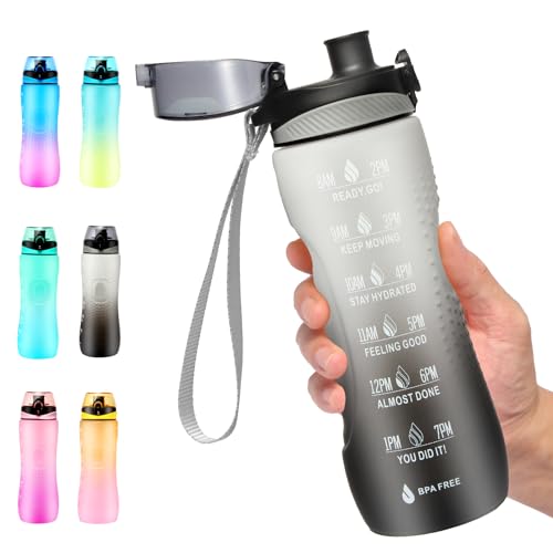 Binudum Trinkflasche Motivations Wasserflasche Mit Zeitmarkierung Sport Tritan