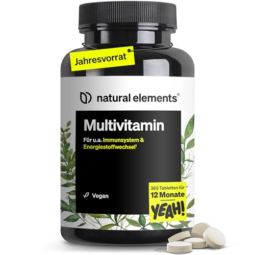 Natural Elements Multivitamin 365 Vegane Tabletten Jahresvorrat Wertvolle
