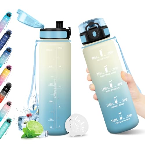 Trinkflasche 500ml Auslaufsicher Trinkflasche Mit Zeitmarkierung Sport Wasserflasche