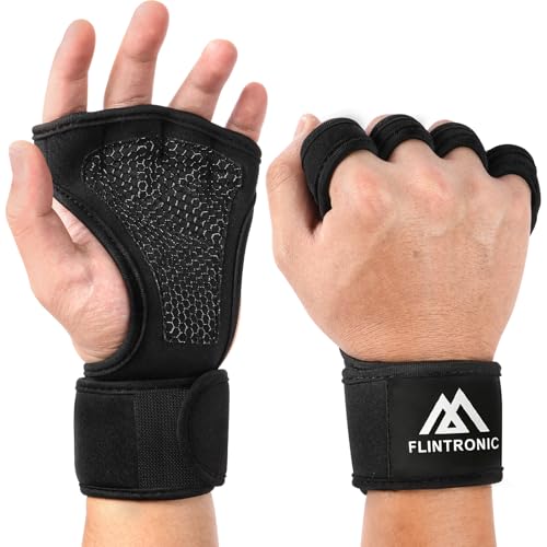 Flintronic Offene Trainingshandschuhe Fitness Handschuhe Herren Damen Mit