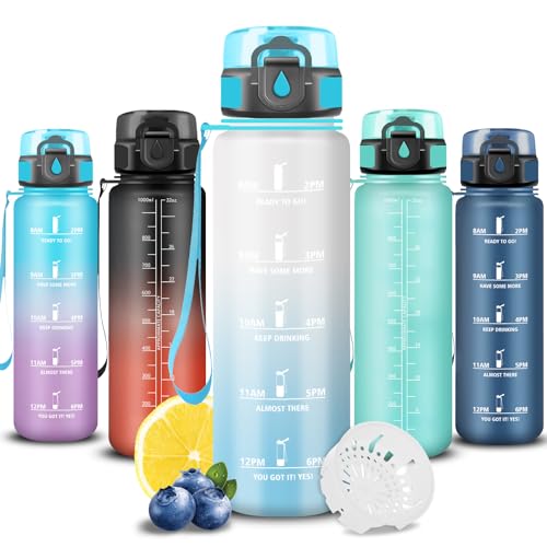 Trinkflasche 1l Wasserflasche Sport Wasserflasche Auslaufsicher Wasserflasche Mit
