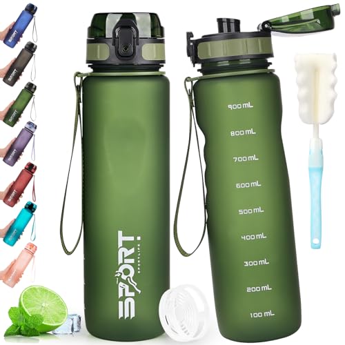 Aoprel Trinkflasche 1l Sport Trinkflasche Wasserflasche Auslaufsicher Trinkflaschen