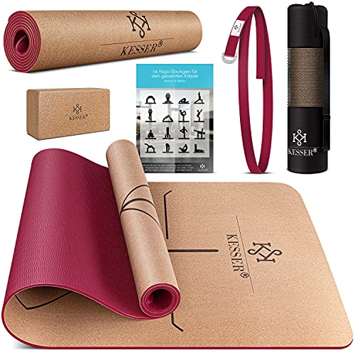 Kesser Yogamatte Kork Inkl Tragegurt Tasche Yoga Block
