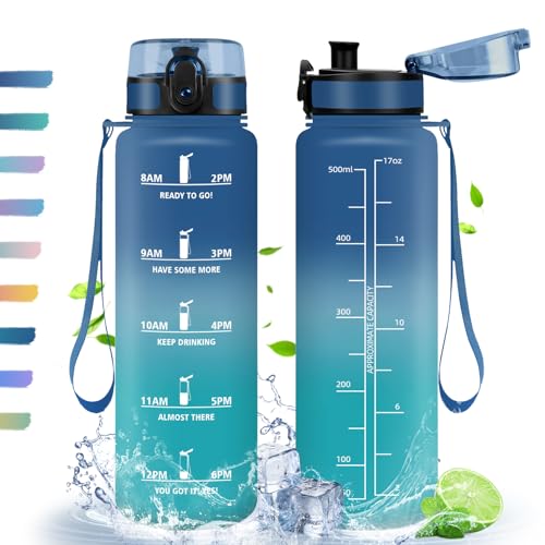 Honeyholly Trinkflasche 500ml Sport Mit Zeitmarkierung Mit Filter