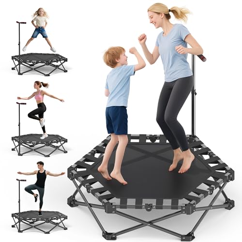 Klappbares Fitness Trampolin Bung Rebounder 110cm Sechseckiges Trainingstrampolin
