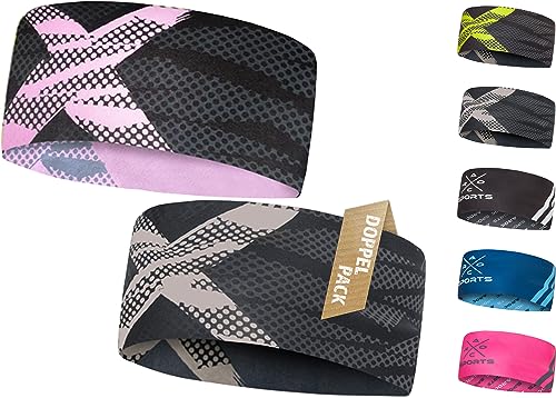 2er Set Atmungsaktives Sport Stirnband Damen Herren Schnelltrocknendes